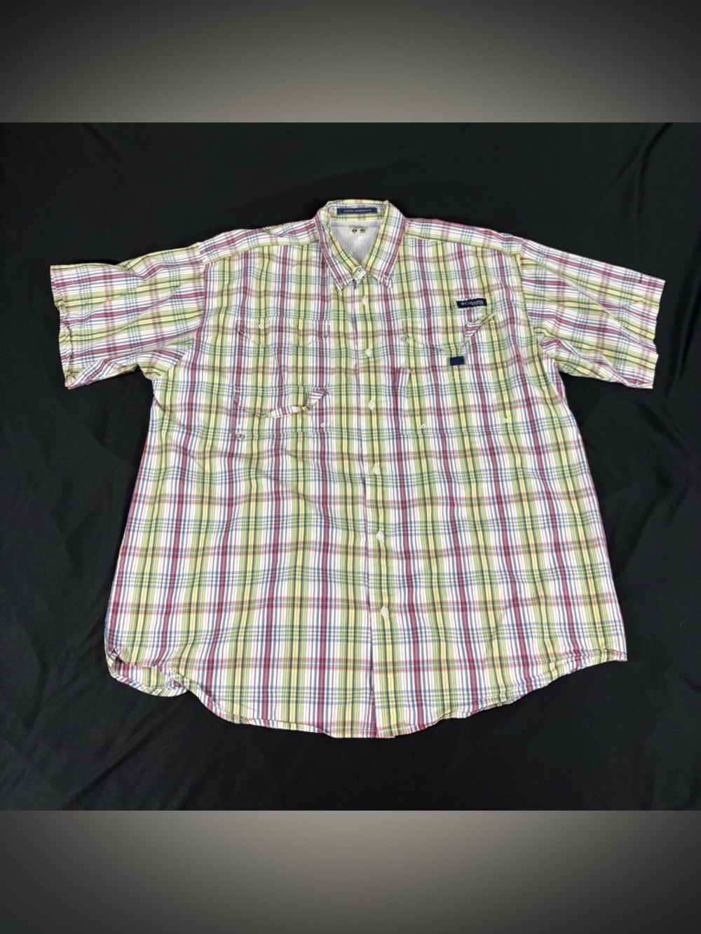 Columbia PFG Mens Multicolor Plaid Short Sleeve Button Up Shirt Size XL